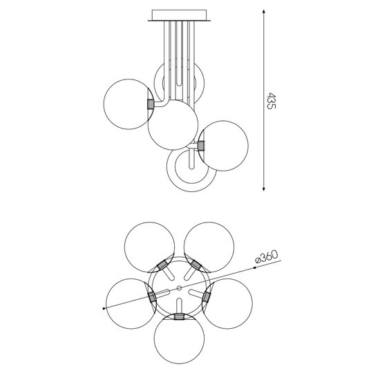Plafonnier Hasselt 5x G9 LED avec noir mat/bronze