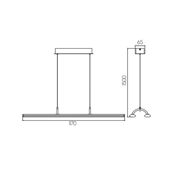 Fantasia Fantasia Lino Doppelpendelleuchte, schwarzes Aluminium, 2x24W, 3290 Lumen, 3000K warmweiß, dimmbar, IP20