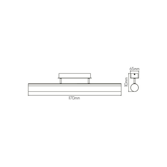 Fantasia Fantasia Rory zwarte aluminium LED wandlamp, 117 cm, 24W, 2535 lumen, 3000K warm wit, IP20, energieklasse F