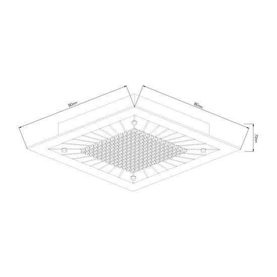 Fantasia Karel quadratische Deckenleuchte LED 7W 3000K, 180x180x70mm, Stahl und Glas, IP20