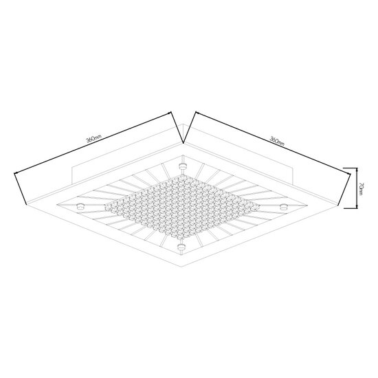 Karel large square ceiling lamp LED 18W 1500Lm 3000K