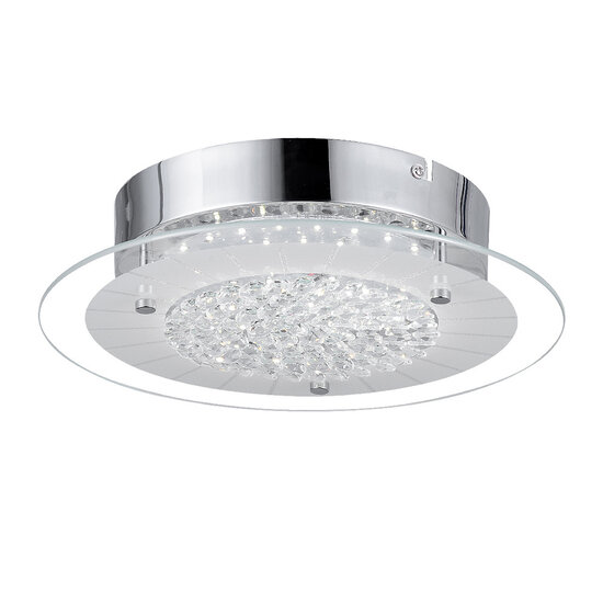 Fantasia Karal ronde plafondlamp staal en glas, 18W LED, 1500 lumen, 3000K warm wit