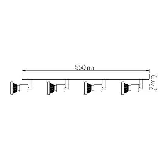 Robin rectangular ceiling spotlights 4L GU10 LED 5W dim incl. black / bronze