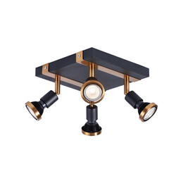 Fantasia Robin plafondspot 4-lichts zwart/brons GU10 LED dimbaar