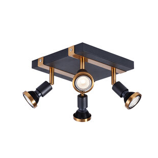Fantasia Robin plafondspot 4-lichts zwart/brons GU10 LED dimbaar
