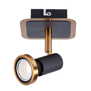 Xiana single ceiling spotlight black/bronze 1L GU10 LED 5W dim incl.