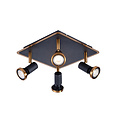 Fantasia Fantasia Xiana quadratischer Deckenstrahler, 4 GU10 LED-Spots 5W dimmbar, 2700K, schwarz/bronze, 250x105mm