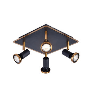 Fantasia Xiana vierkante plafondspot 4L GU10 LED dimbaar zwart/brons