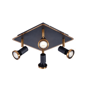 Xiana square ceiling spotlights 4L GU10 LED 5W dim incl. black / bronze