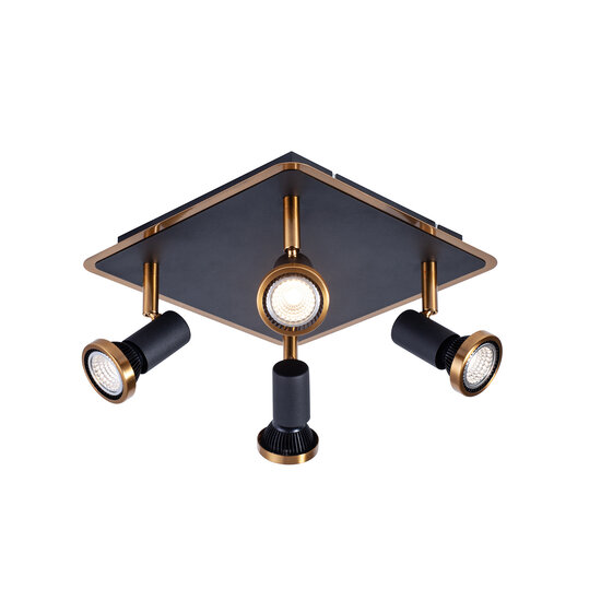 Fantasia Fantasia Xiana quadratischer Deckenstrahler, 4 GU10 LED-Spots 5W dimmbar, 2700K, schwarz/bronze, 250x105mm