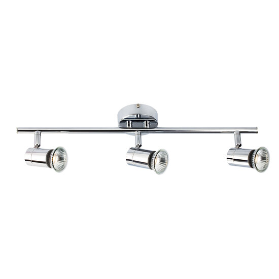 Fantasia Fantasia Rivera balkplafondlamp met 3x GU10 5W dimbare LED, chroom, aluminium, IP44, 475x120mm