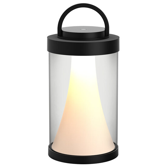 Fantasia Fantasia TULGA oplaadbare LED tafellamp, 2W, 3000K warm wit, IP54, aluminium zwart, 140x250mm