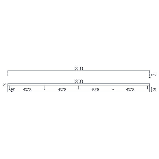 Fantasia Fantasia losse opbouwbasis voor 5 pendellampen, zwart staal, 180 cm lang, 60 x 25 mm, IP20