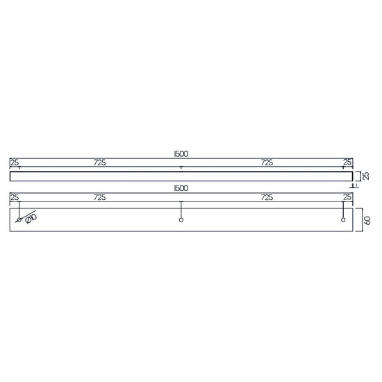 Fantasia Fantasia opbouwbasis voor 3 pendellampen, wit gelakt staal, 150 x 6 cm, IP20