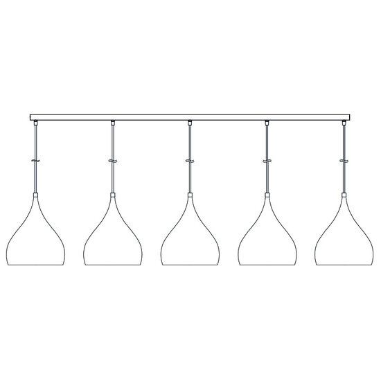 Loose surface-mounted base for pendants 5x, white, 180cm