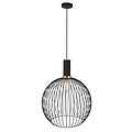 Fantasia Fantasia Noah Hängelampe aus Stahl, schwarz mit gold, E27-Fassung, Durchmesser 450 mm, Höhe 550 mm, 3 m Stoffkabel