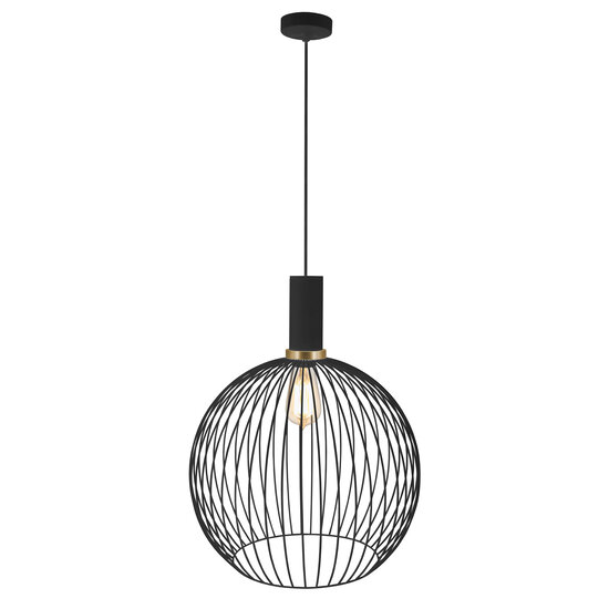 Fantasia Fantasia Noah pendant light in steel, black with gold, E27 socket, diameter 450 mm, height 550 mm, 3 m fabric cable