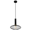 Fantasia Lámpara colgante en forma de bola Fantasia OONAH Ø290mm x H300mm, negro/oro, casquillo E27, cable textil negro 3m