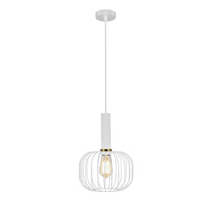 Lámpara colgante Fantasia Noah blanco/oro, E27, Ø25 cm, cable tela
