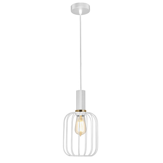Fantasia Oonah small pendant lamp with E27 fitting, white/gold, 160 mm diameter, 320 mm height, 3 metre white fabric cable, IP20