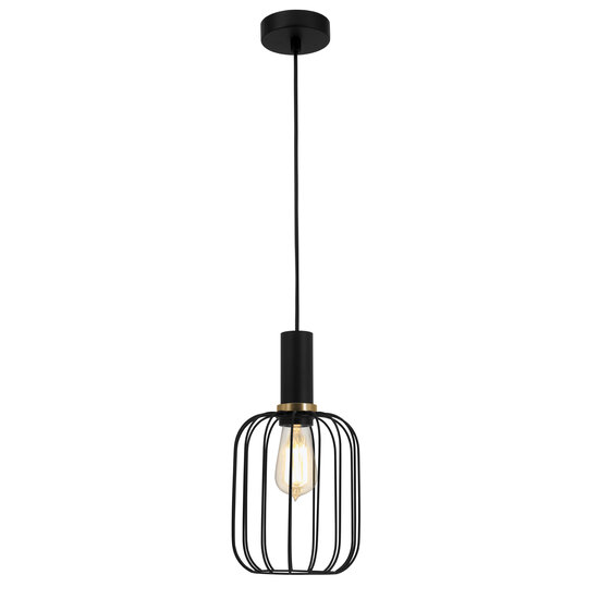 Fantasia Fantasia Noah pendant lamp in black with gold, diameter 160 mm, height 320 mm, E27 fitting, 3 metre fabric cable, IP20