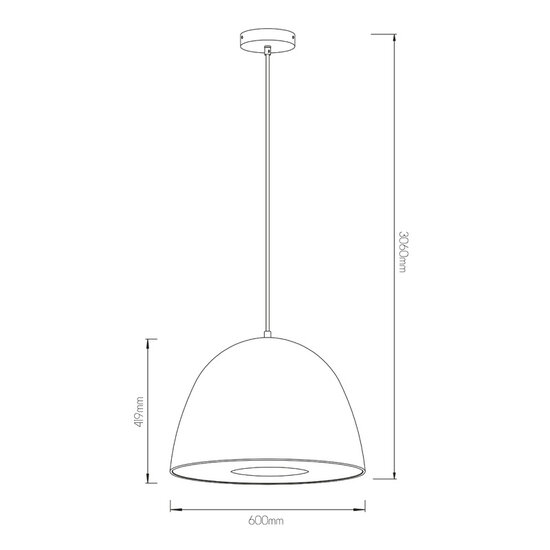 Bonus maxi suspension diam 600mm 1*E27 blanc (câble 300cm)