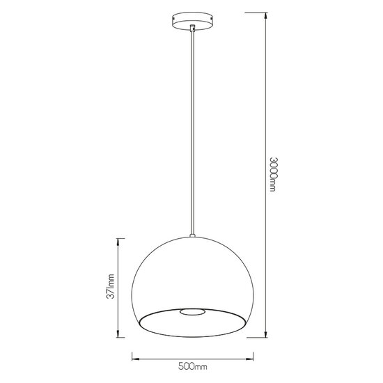 Xavier black pendant lamp diam 500mm LED 12W dimmable (cable 300cm)