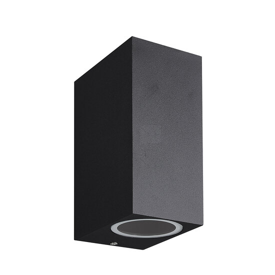 Fantasia Fantasia Flux SQ vierkante buitenwandlamp met up- en downlight, 2x GU10-fitting, zwart, IP54, 150 x 70 x 95 mm