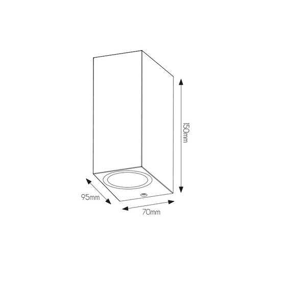 Filip vierkante wandlamp up en down IP54 zwart 150mm 2x GU10 (excl) max 35Watt