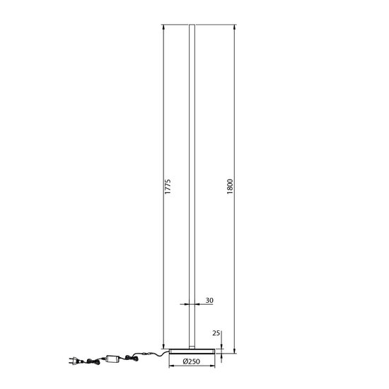 Fantasia Fantasia Gigi Stehleuchte aus weißem Aluminium mit dimmbarer LED 54W, 3000K warmweißes Licht, Höhe 180 cm, IP20