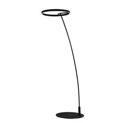 Lampadaire Guri noir mat en aluminium avec anneau flottant, dimmable