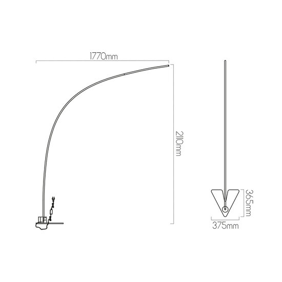 Fantasia Fantasia Vertige lámpara de pie curva, aluminio negro, LED 21W 3000K, regulable, altura 211 cm