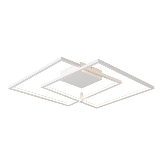 Fantasia Fantasia NORI grote LED wand- en plafondlamp, 56W, 3000K warm wit, dimbaar, 675x615x60 mm, wit aluminium
