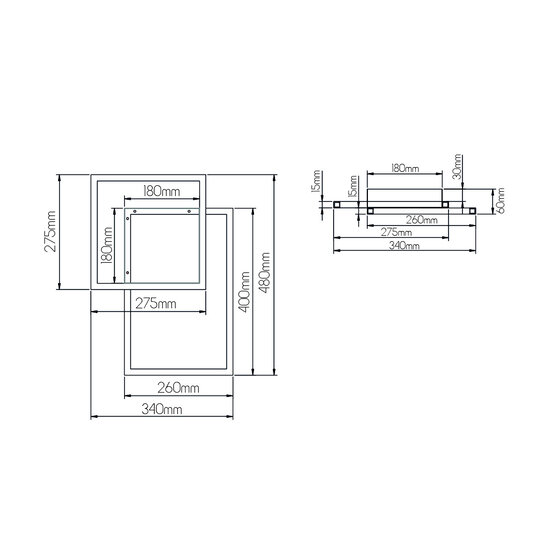 Kota plafondlamp 44W 3000K zwart 480x340x60 dimbaar