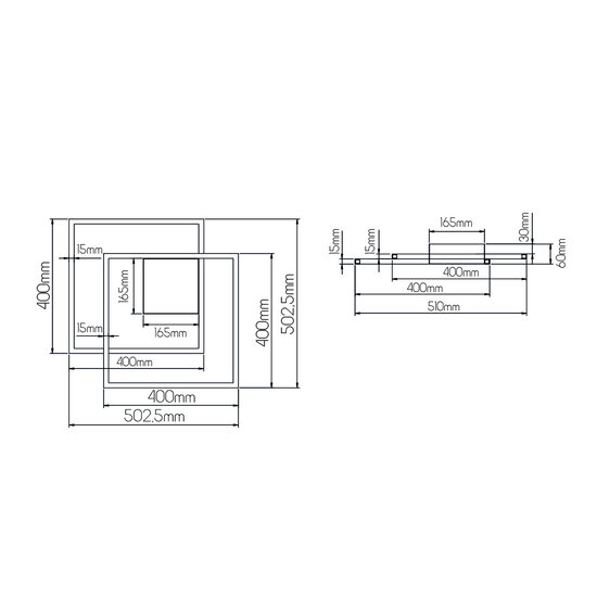 Kota schwarze Lampe für Wand und Decke LED 42W 3000K 540x480x60 dimmbar