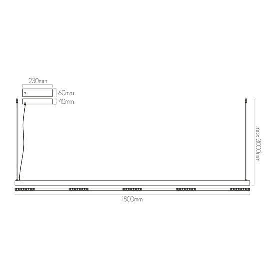 Bardot mittlere LED 40W 3000K Anhänger 1800mm