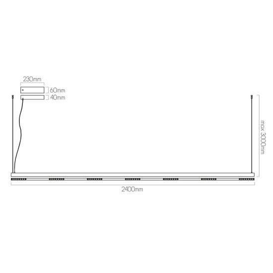 Bardot große LED 51W 3000K Pendelleuchte 2400mm