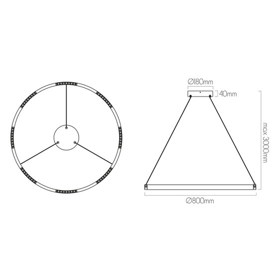 Bardot grote hanglamp LED 52W 3000K Pendel rond Ø800mm