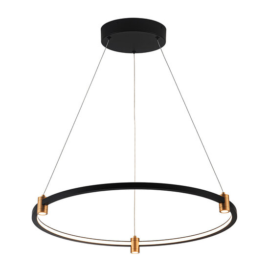 Fantasia Fantasia Trendsy LED hanglamp horizontaal, Ø600mm, 37W dimbaar, 3000K warm wit, zwart/goud aluminium