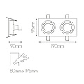 Fantasia Fantasia Zoom II bronze recessed spotlight, 2x 5W LED GU10, dimmable, 2700K warm white, IP20