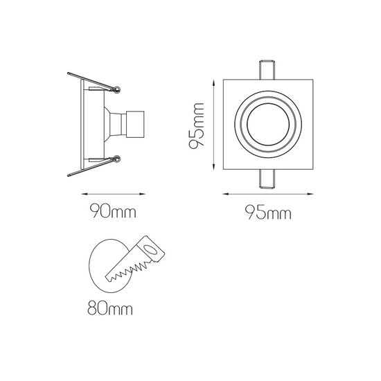 Fantasia Fantasia Mozes III inbouwspot van aluminium met GU10-fitting en een dimbare 5W LED-lamp