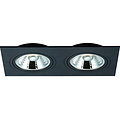 Fantasia Fantasia Berama rechteckiger Einbaustrahler aus schwarzem Aluminium mit 2x AR111-Fassung und 12,4W-LED inklusive