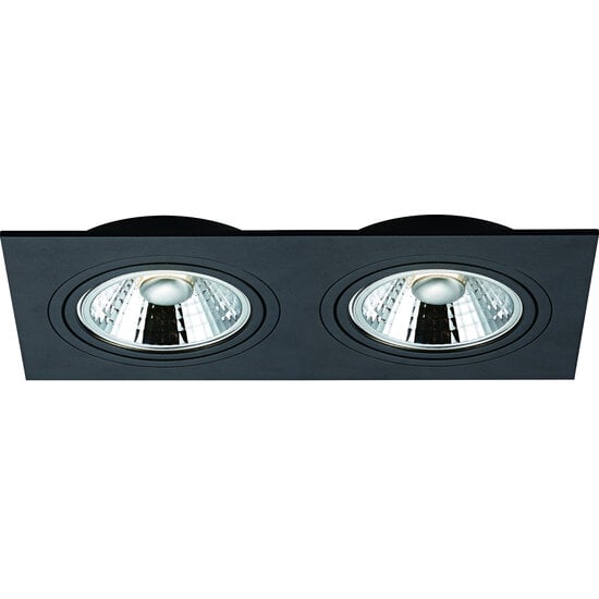 Fantasia Fantasia Berama rechthoekige inbouwspot van aluminium in zwart met 2x AR111-fitting en 12,4W LED incl.