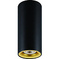Fantasia Lámpara de techo cilíndrica Fantasia Buto de aluminio negro y oro con casquillo GU10, LED 5W regulable