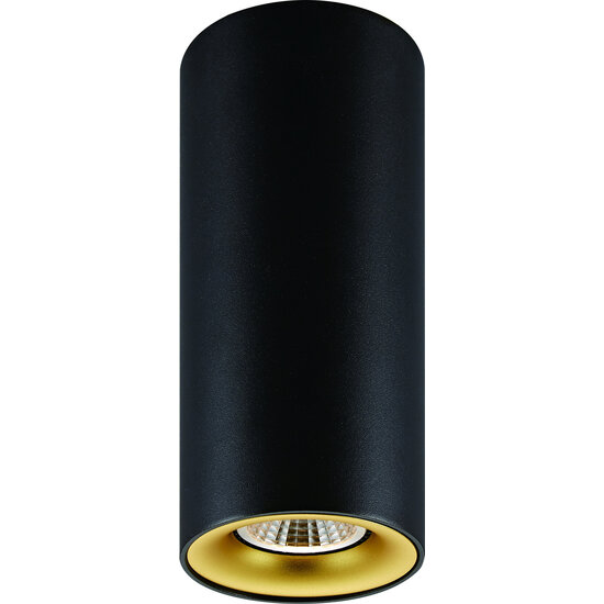 Fantasia Fantasia Buto cilindrische plafondlamp van aluminium in zwart met goud en GU10-fitting, dimbare 5W LED