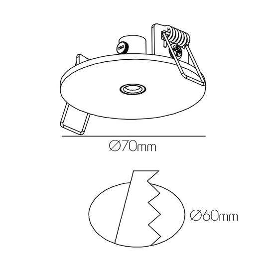 70mm Ø60mm built-in base for pendant - white