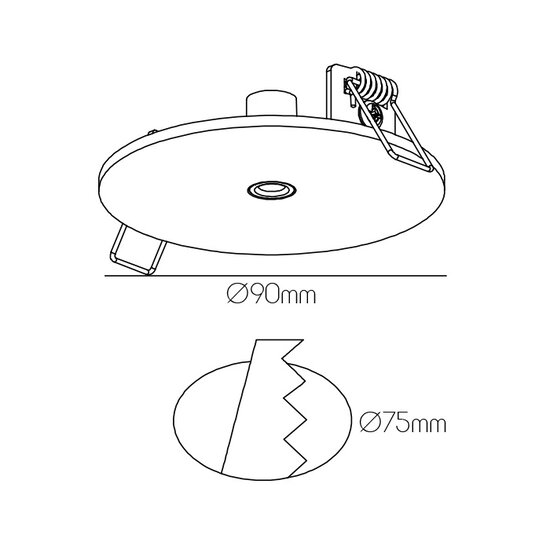 Base empotrada para colgante 90mm Ø75mm - blanco