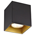 Fantasia Fantasia Barbara square ceiling light in black / gold for one GU10 bulb (excl.), width 82.5 mm, height 95 mm, IP20