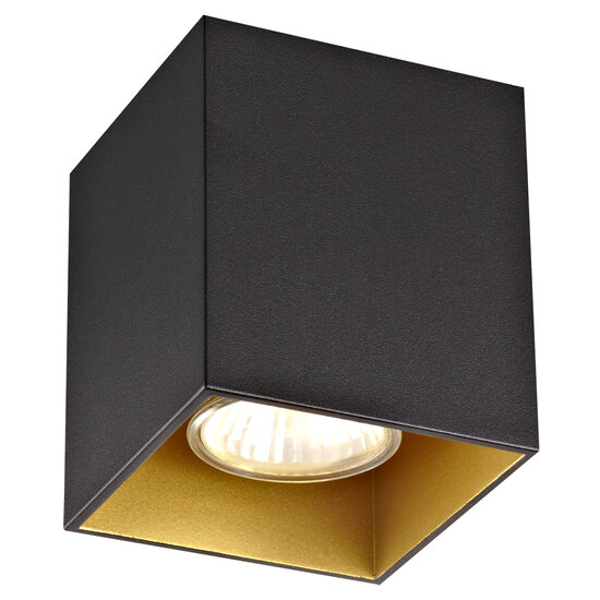 Fantasia Fantasia Barbara square ceiling light in black / gold for one GU10 bulb (excl.), width 82.5 mm, height 95 mm, IP20