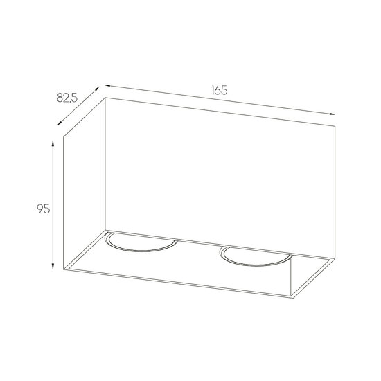 Plafonnier Barbara double noir rectangle 2xGU10 excl (max 50W)